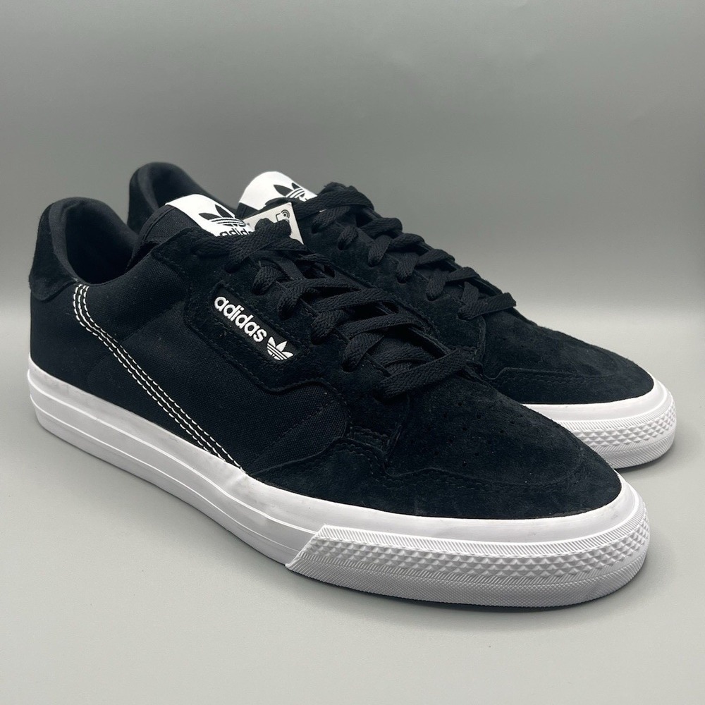 Adidas Continental Vulc Black White Canvas Shoes - Men's Size 12.5 NEW